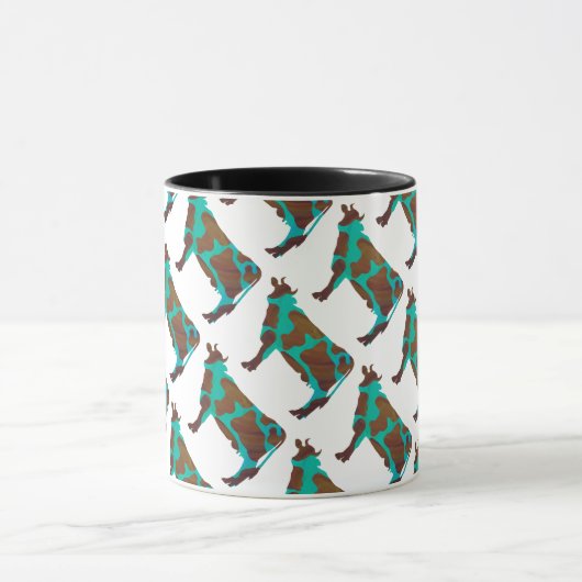 Kuh Brown und Aquamarine Silhouette Tasse (Zentrum)