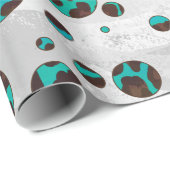 Kuh Brown und Aquamariner Polka Dot Geschenkpapier (Rolleneckpunkt)