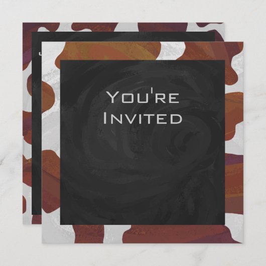 Kuh Brown und weißes Monogramm Einladung (Vorne/Hinten)