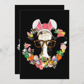 Kuh Bunny Oars Happy Oster Bauer Einladung (Vorne/Hinten)