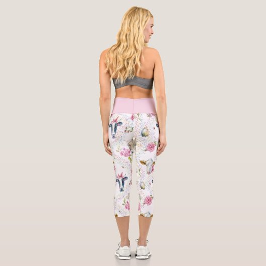 Kuh Capris in gemischten Farben Rosa Taille (Rückseite)