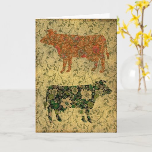 Kuh Collage Geburtstag Karte (Gelbe Blume)