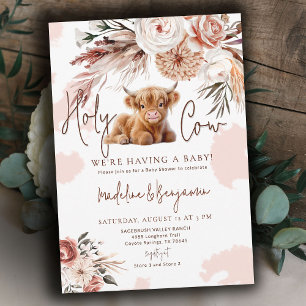 Kuh Country Western Floral Cowboy Baby Shower Einladung