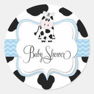 Kuh-Cowboy-Aufkleber im Blau Runder Aufkleber