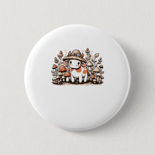 Kuh Cowingcore Pilz Button (Vorderseite)