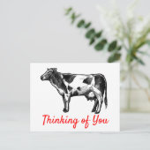 Kuh denken Sie Hallo Miss Sie Farm Bauer Postkarte (Stehend Vorderseite)