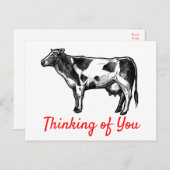 Kuh denken Sie Hallo Miss Sie Farm Bauer Postkarte (Vorne/Hinten)