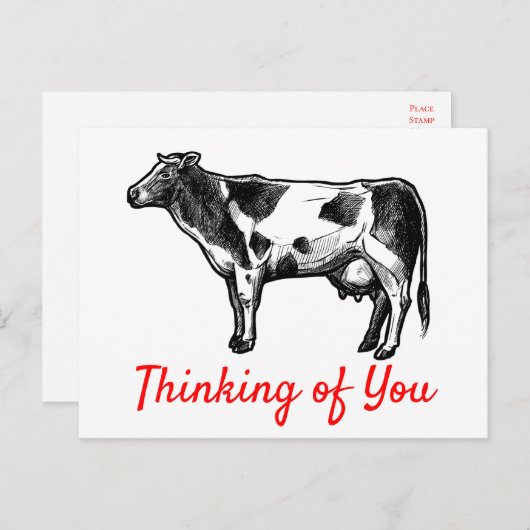 Kuh denken Sie Hallo Miss Sie Farm Bauer Postkarte (Vorne/Hinten)