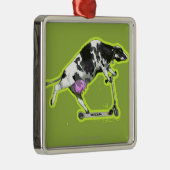 Kuh, die einen Roller reitet Ornament Aus Metall (Rechts)