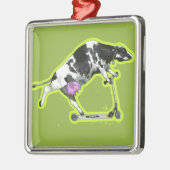 Kuh, die einen Roller reitet Ornament Aus Metall (Links)