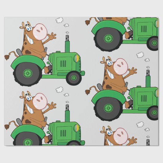 Kuh, die einen Traktor fährt Geschenkpapier (Flach)
