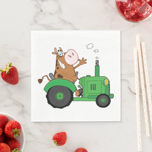 Kuh, die einen Traktor fährt Serviette (Beispiel)