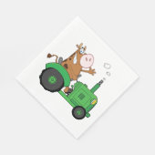 Kuh, die einen Traktor fährt Serviette (Ecke)