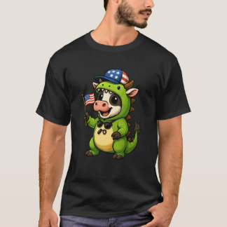 Kuh Dinosaurier Kostüm Trex Tierliebhaber 4. Juli  T-Shirt