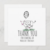 Kuh Doodle Farm Animal Birthday Party Danke (Vorne/Hinten)