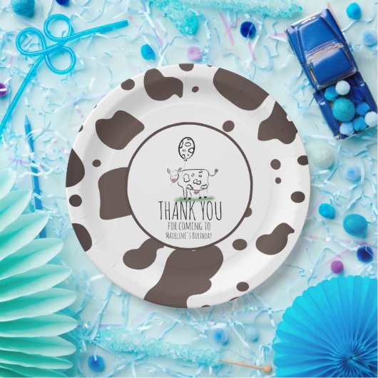 Kuh Doodle Farm Animal Birthday Party Danke Pappteller (Party)