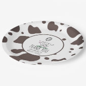 Kuh Doodle Farm Animal Birthday Party Danke Pappteller (Schrägansicht)