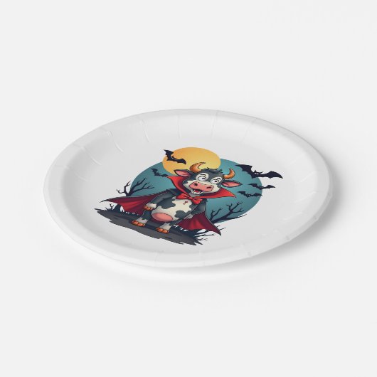 Kuh Dracula Rises Pappteller (Schrägansicht)