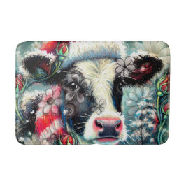 Kuh Dreaming der wärmeren Zeiten Aquamarin Rote Fl Badematte