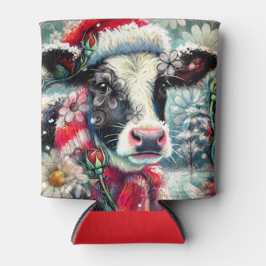 Kuh Dreaming der wärmeren Zeiten Aquamarin Rote Fl Dosenkühler (Vorderseite)