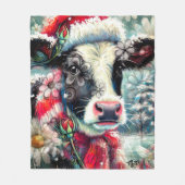 Kuh Dreaming der wärmeren Zeiten Aquamarin Rote Fl Fleecedecke (Vorderseite)