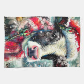 Kuh Dreaming der wärmeren Zeiten Aquamarin Rote Fl Geschirrtuch (Horizontal)