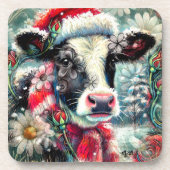 Kuh Dreaming der wärmeren Zeiten Aquamarin Rote Fl Getränkeuntersetzer (Vorderseite)