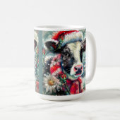 Kuh Dreaming der wärmeren Zeiten Aquamarin Rote Fl Kaffeetasse (VorderseiteRechts)