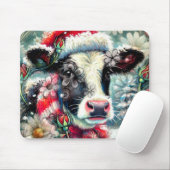 Kuh Dreaming der wärmeren Zeiten Aquamarin Rote Fl Mousepad (Mit Mouse)