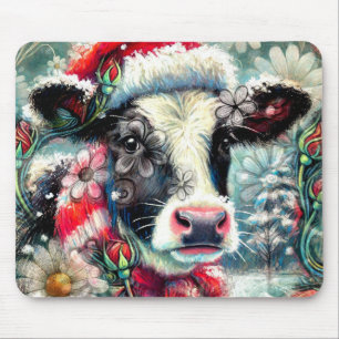Kuh Dreaming der wärmeren Zeiten Aquamarin Rote Fl Mousepad