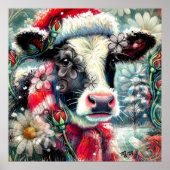 Kuh Dreaming der wärmeren Zeiten Aquamarin Rote Fl Poster (Vorne)