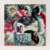 Kuh Dreaming der wärmeren Zeiten Aquamarin Rote Fl Puzzle (Horizontal)