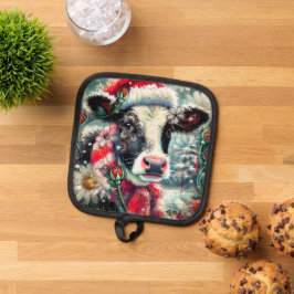 Kuh Dreaming der wärmeren Zeiten Aquamarin Rote Fl Topflappen