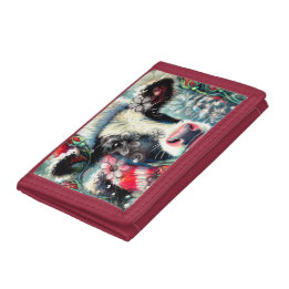 Kuh Dreaming der wärmeren Zeiten Aquamarin Rote Fl Tri-fold Geldbeutel