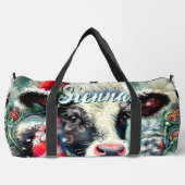 Kuh Dreaming der wärmeren Zeiten Blüten Personalis Duffle Bag (Vorderseite)