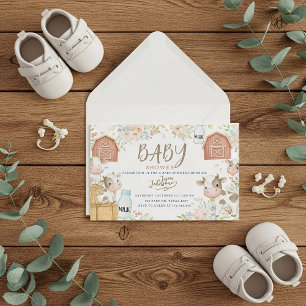 Kuh-Druck-Baby-Shower-Einladung, rustikaler Farm-S Begleitkarte