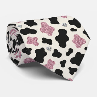 Kuh-Druck Glitter-Faux-Seidenkrawatte | Cowgirl Krawatte