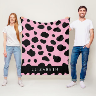 Kuh-Druck, Kuh-Spots, rosa Kuh, Ihr Name Fleecedecke