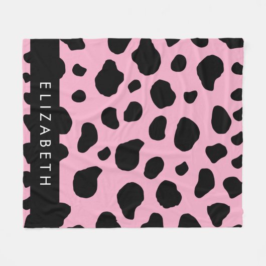 Kuh-Druck, Kuh-Spots, rosa Kuh, Ihr Name Fleecedecke (Vorderseite (Horizontal))