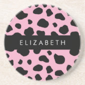 Kuh-Druck, Kuh-Spots, rosa Kuh, Ihr Name Getränkeuntersetzer (Vorne)
