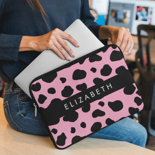 Kuh-Druck, Kuh-Spots, rosa Kuh, Ihr Name Laptopschutzhülle