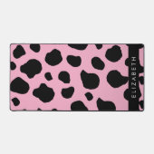 Kuh-Druck, Kuh-Spots, rosa Kuh, Ihr Name Schreibtischunterlage (Vorderseite)