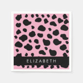 Kuh-Druck, Kuh-Spots, rosa Kuh, Ihr Name Serviette (Vorderseite)