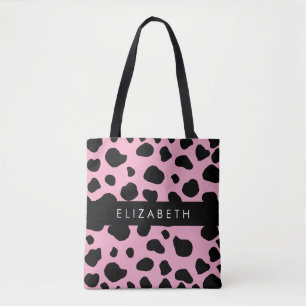 Kuh-Druck, Kuh-Spots, rosa Kuh, Ihr Name Tasche