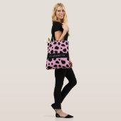 Kuh-Druck, Kuh-Spots, rosa Kuh, Ihr Name Tasche (Am Model)