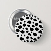 Kuh-Druck, Kuhmuster, Kuh-Spots, schwarz-weiß Button (Vorne & Hinten)