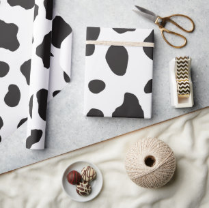 Kuh-Druck, Kuhmuster, Kuh-Spots, schwarz-weiß Geschenkpapier