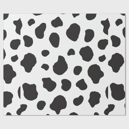 Kuh-Druck, Kuhmuster, Kuh-Spots, schwarz-weiß Geschenkpapier (Flach)