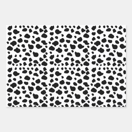 Kuh-Druck, Kuhmuster, Kuh-Spots, schwarz-weiß Geschenkpapier Set (Vorderseite)
