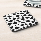 Kuh-Druck, Kuhmuster, Kuh-Spots, schwarz-weiß Getränkeuntersetzer (Linke Seite)